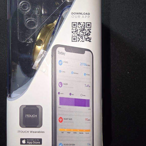 iTouch Sport Smart Watch. Gold band - Picture 3 of 5